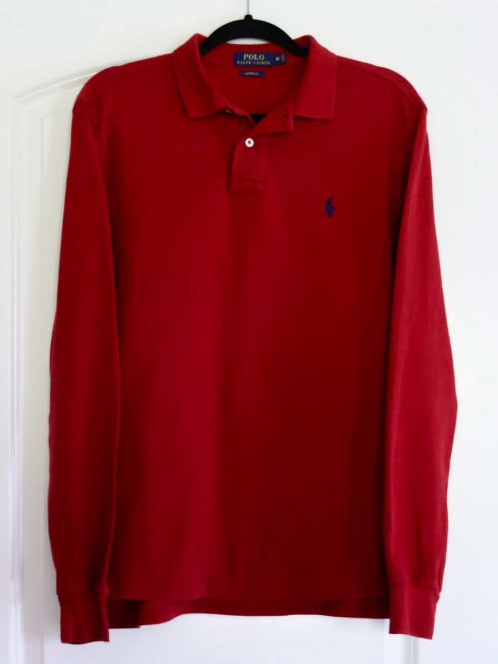 Polo Ralph Lauren Men’s M Red Custom Fit Long Sleeve Cotton Polo